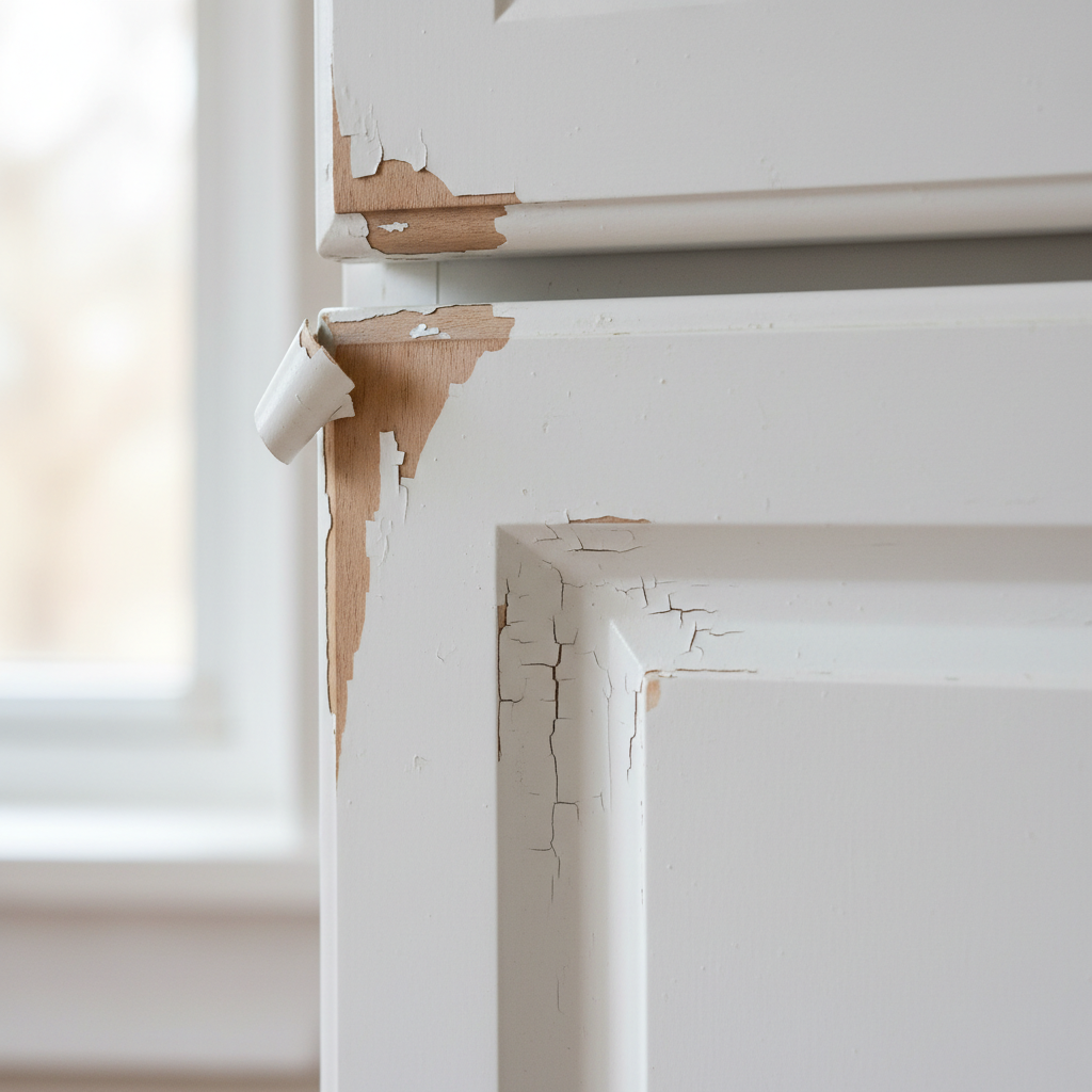 Water damaged cabinet finish needing repair